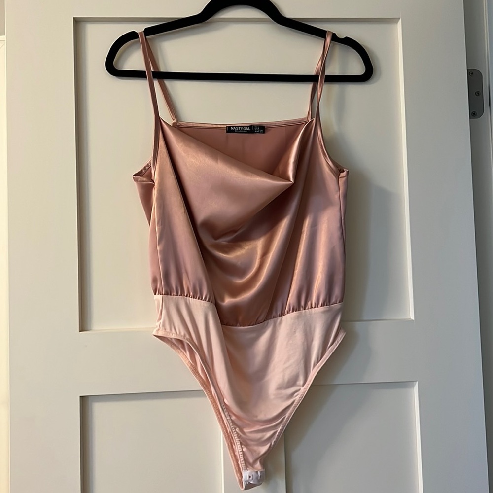 Pink silk bodysuit